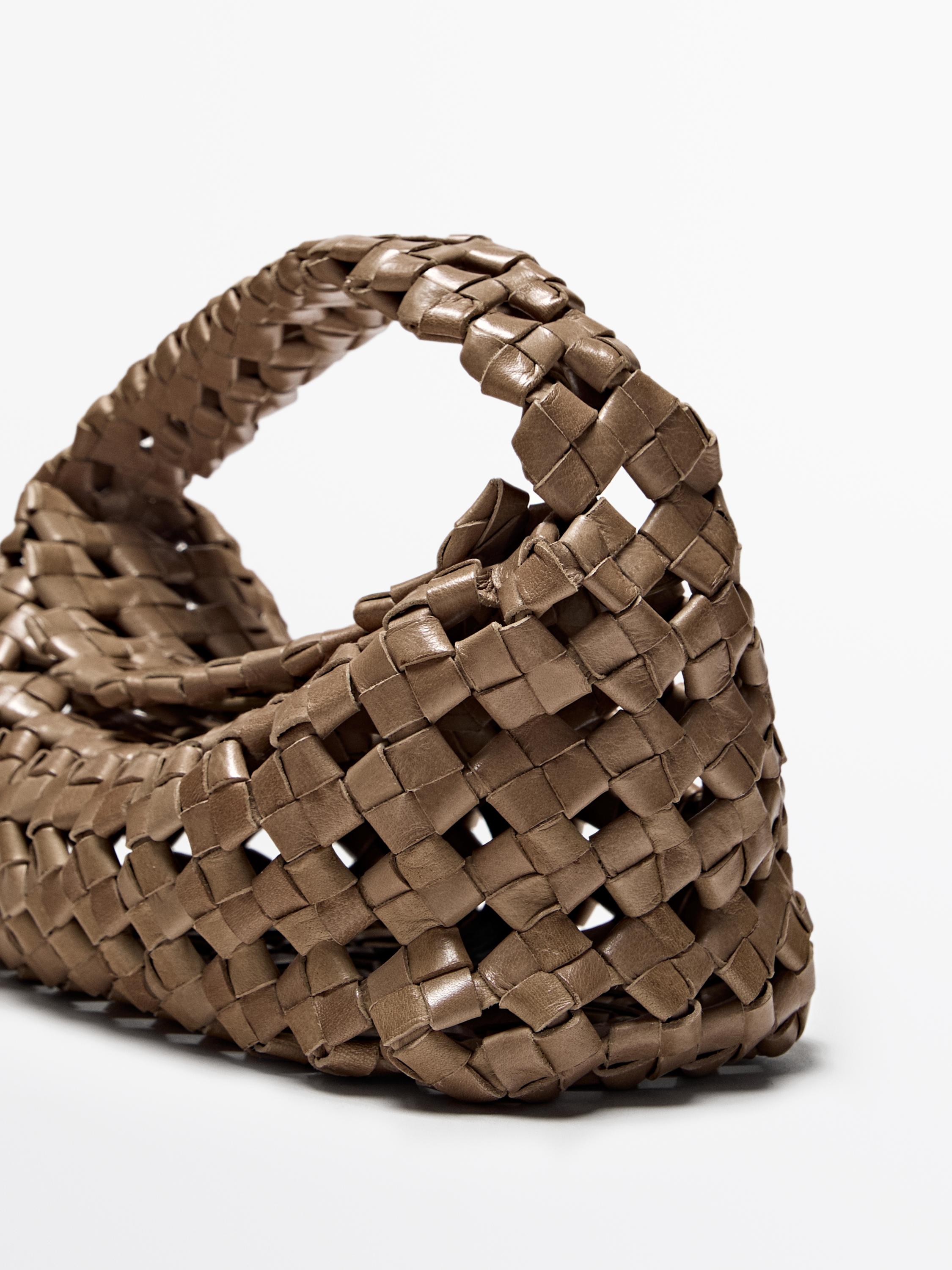 Mini-sac tressé en cuir nappa